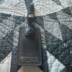 Tumi Grey Leather Bag Tag